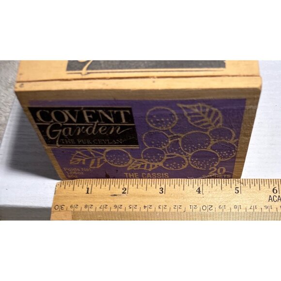 Wooden Tea Box Covent Garden Black Currant BOX ONLY 5 x 3" Decor Top Slide - Picture 8 of 10